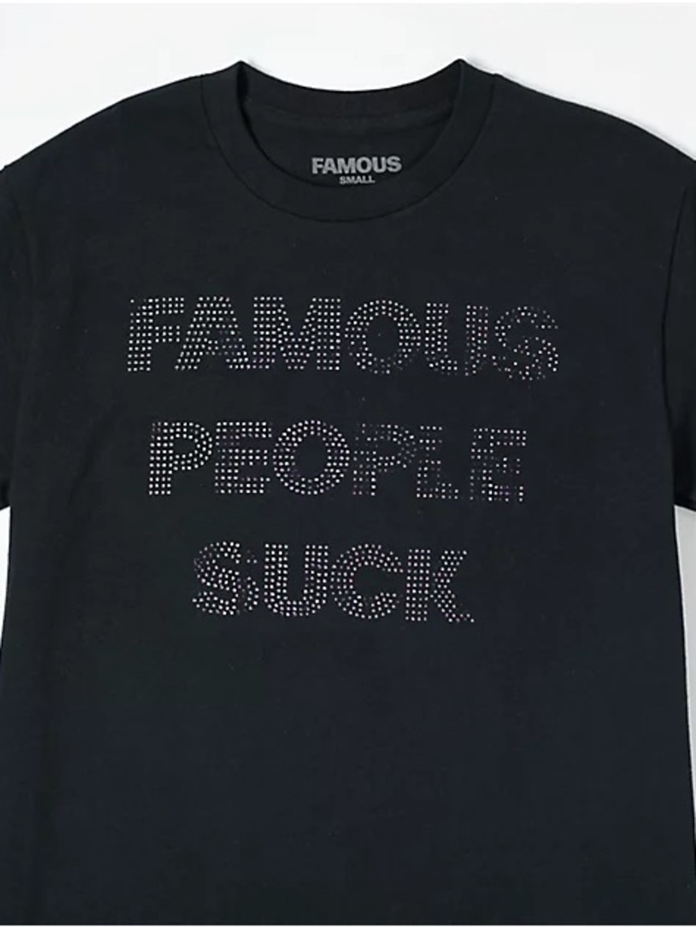Famous Stars & Straps Black Short Sleeve Tee with Rhinestone Text- Medium NWT